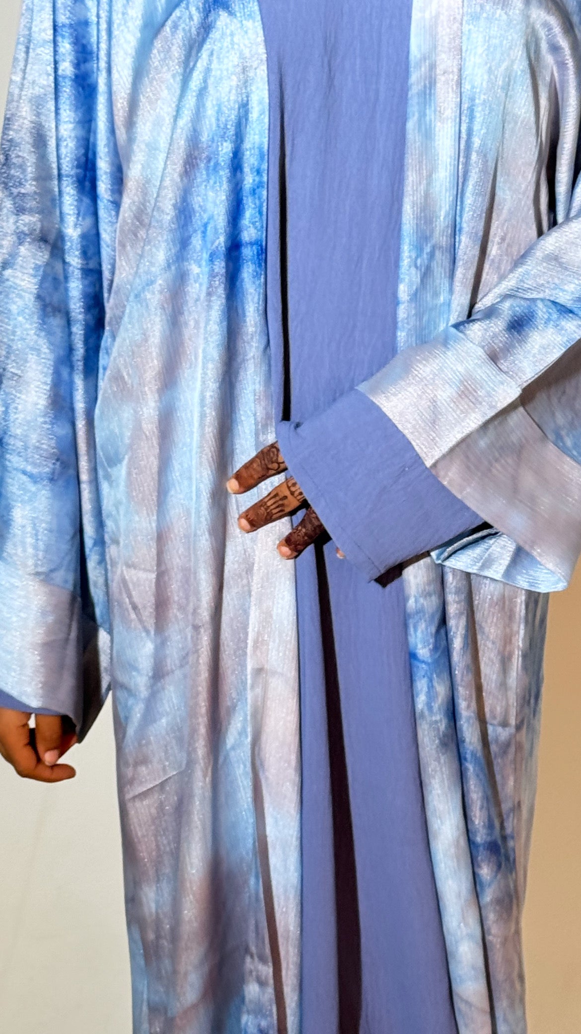 3 piece set abaya in baby blue