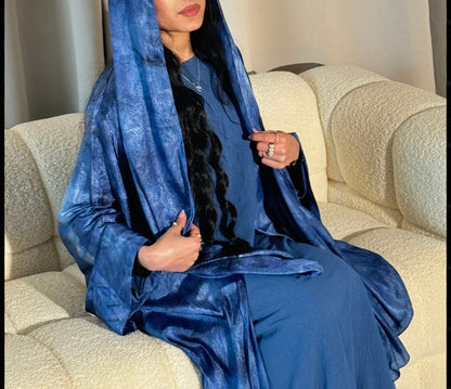 3 piece abaya set in Navy blue