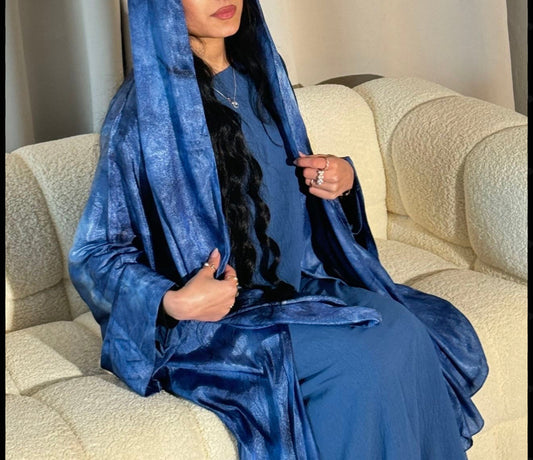 3 piece abaya set in Navy blue